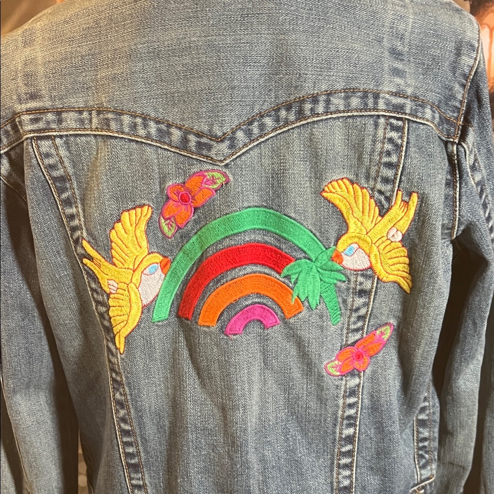 🧥👖 Archangel Embroidered Denim Jacket — Blue — Size Large — NWOT / N